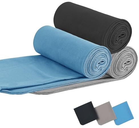 Abauoat 3 Pcs/Set Toalla de Microfibra Fitness，Toalla de Viaje Ligera y compacta - Toalla de Microfibra para Viajes, Vacaciones, Fitness（80x40cm）