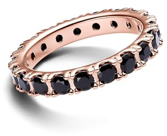 Pandora Timeless 14k Rose gold-plated ring with black cystal, 54