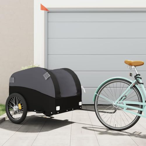 Tidyard Bike Trailer Black 45 kg Iron Bicycle Trailer Cargo Bike Trailer Camping Luggage Storage Carrier Transport Option3 Bicycle Trailers
