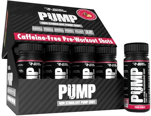 Refined Nutrition Non Stim Pre Workout Shots (12 Bottles, Fruit Punch) - Caffeine-Free Pump Pre Workout Shots for Energy, Focus & Endurance with Beta-Alanine, Citrulline, L-Arginine, Vitamin B6 & B12