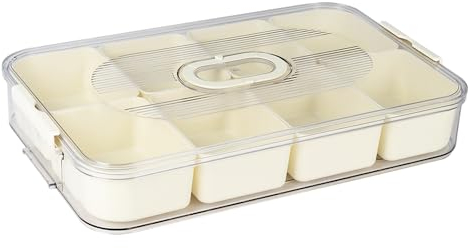 Gzsekken Fridge Storage Containers with Lid, Divided Fresh Food Storage Containers 8 Compartment Vegetable Keeper Airtight Food Storage Containers for Salad, Snacks, Spice, Herb