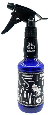 Eson Hair Water Spray Bottle 300ml, Whisky Style Spray Bottle for Hair, Barber Salon Hairdresser, Mist Sprayer,Retro Stylish, Empty Refillable Sprayer for Shaving and Cleaning 300ml (Blue Circle)
