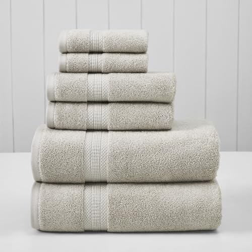 Modern Threads 6-Piece Rayon from Bamboo & Cotton Blend Towel Set - Ultra Soft & Absorbent, Taupe