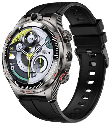 2024 4+64GB LW12 Reloj inteligente 4G Android Smartwatch con cámara dual Gooogle Play Store, posición GPS, frecuencia cardíaca, función WIFI, video (negro, 4 GB 64 GB)