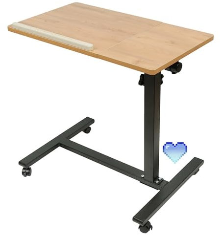 Table de Lit, Simplex, Plateau Inclinable, Personnes Alitées, Table À roulettes, Freins pour Stabilisation, Larges Molettes Facilitent la Préhension, Table de Déjeuner-60*34.5*58-90cm (couleur bois)