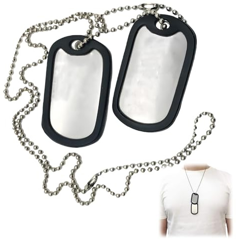 Military-Style Stainless Steel Dog Tag ID Set with Ball Chains - Personalized Men's Necklace