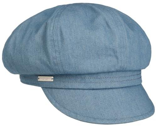 Seeberger Classic Jeans ballongmössa toppig bomullskeps, baker-boymössa, Denim, one size