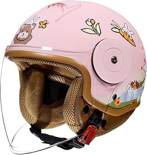 Casque De Moto Pour Enfants, Scooter Et Cyclomoteur, Casque Jet Avec Visière Solaire, Mignon Pour Filles, Pour Garçons, Taille 46-54CM, 5-12 Ans