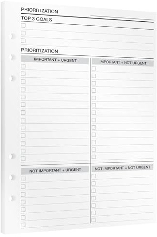 KOMPASS Prioritering att göra-lista | A5 planeringsinlägg | 15 påfyllningsark med Eisenhower-matris för uppgiftsprioritering | Mer fokus och produktivitet | A5 Kalenderinlägg (14,5 cm x 21 cm)