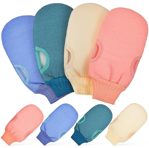 Gogogmee 8 pièces Exfoliants pour Corps de Réutilisables avec Poignet Élastique Nettoyage et Massage Peau pour Femmes et Hommes