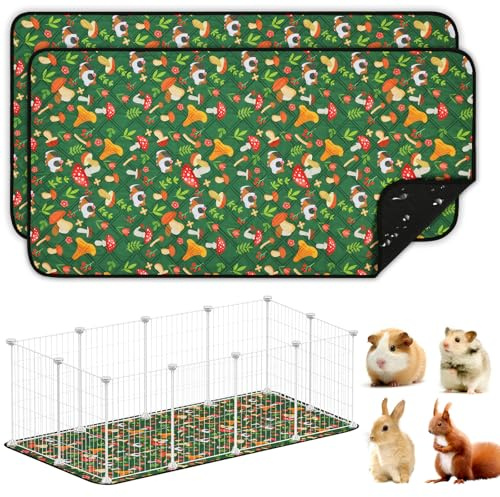 AUYAO 2 st återanvändbara PIPI kuddar matta marsvin (70 x 140 cm, grön) | Tvättbar och 4 lager superabsorberande underlag, små djurmattor för hamstrar kanin hamstrar valpar hundar