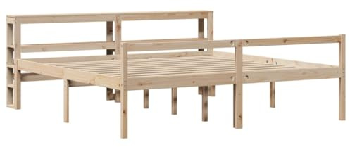 vidaXL Cama para Personas Mayores con cabecero Madera Maciza 200x200cm, Cama para Ancianos, Cama Doble, Estructura de Cama, Cama de Matrimonio