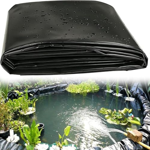 Strapazierfähige schwarze Teichfolie, verstärkte wasserdichte Membran für Koi-Fischteiche, langlebige Plane, 2 x 10 m, Gartenteichzubehör