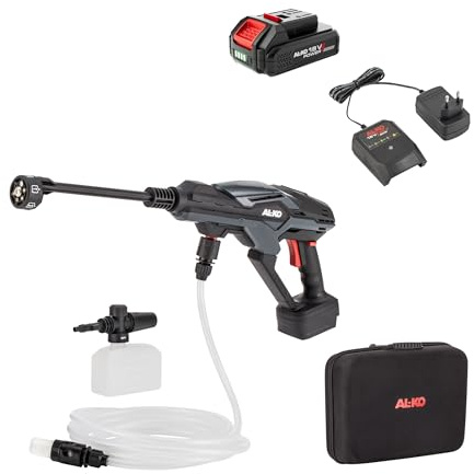 AL-KO Akku-Hochdruckreiniger PWD 1845, 45 bar Druck, max. Wasserdurchfluss 240 l/h, 4 m Saugschlauch, inkl. 1x Akku (18 V / 2 Ah) und Ladegerät
