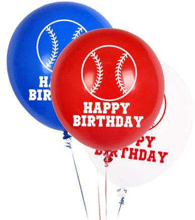 BRIGHTFUFU 24 Globos de Látex Diseño de Béisbol para Decoración de Fiesta, Colores Surtidos, Ideales para Decorar Paredes y Ventanas en Eventos Temáticos Color Aleatorio