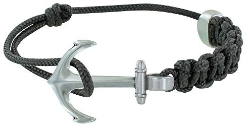 LES POULETTES BIJOUX - Silbrig Armband Anker Geflochtenen Verbindung Link - Grau