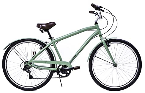 Huffy Sienna hybridcykel för män 27,5 stad pendlare bekväm retrostil grön