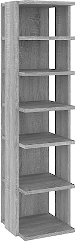 vidaXL Zapatero Organizador de Zapatos Soporte Armario Pasillo Almacenaje Estantería Muebles de Madera Contrachapada Gris Sonoma 27,5x27x102 cm