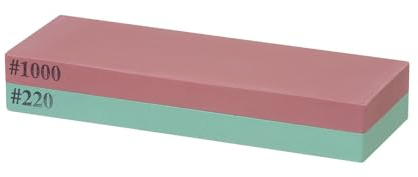 HENDI Piedra de afilar japonesa Naniwa, profesional, 2 caras, grano 220/1000, afilador de cuchillos, piedra de amolar y pulir, incluye caja de almacenamiento de plástico, 185x65x(H)30mm
