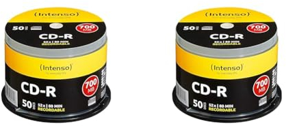 Intenso CD-R Rohlinge (52x Speed, 80 Min, 700MB, 50er Spindel) (Packung mit 2)