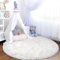 BSGIFT Runder Teppich 160 cm Durchmesser, Shaggy Hochflor Teppich Creme Flauschig, Langflor Kuschelteppich Wohnzimmerteppich High-Pile Carpet rutschfest für Wohnzimmer Kinderzimmer Schlafzimmer