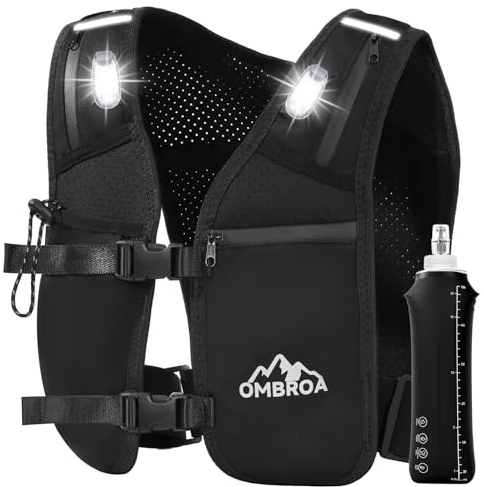 OMBROA Gilet de Course pour Homme et Femme - avec Support de téléphone et Rangement - Gilet d'hydratation - Running Femme