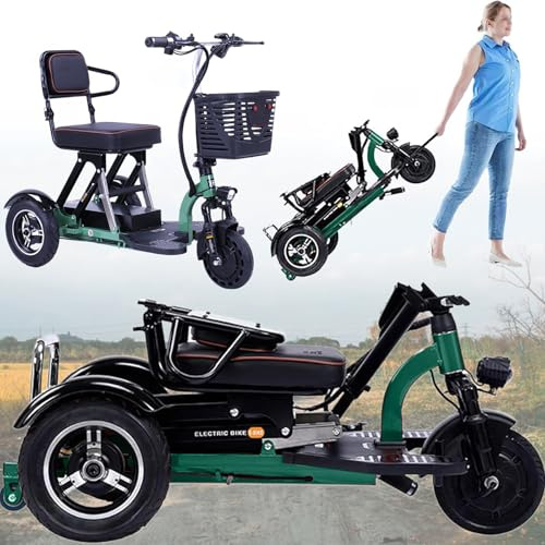 Mobility Scooters for Adults Foldable Lightweight 3-Wheel Mobility Scooter for Seniors with Charger and Basket Comfortable Seat Scooter Ideal for Disabled