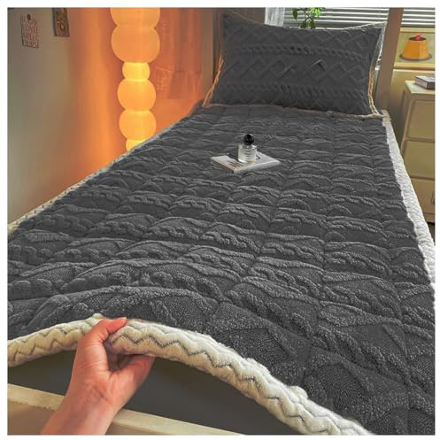 YYDSWTW Colchón de Terciopelo Grueso para Invierno, Felpa cálida, Suave, Antideslizante, Ropa de Cama acogedora para Dormitorio, hogar, portátil Negro 90 * 200cm