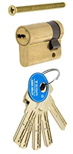Tesa Assa Abloy T8553010L Cilindro De Seguridad Estándar T80 Latonado 30 x 10 mm Medio Cilindro Llave Leva Larga