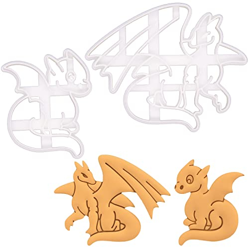 2er Set Drachen Ausstechformen (Formen: Ausgewachsener Drache und Baby-Drache), 2 Teile, Bakerlogy