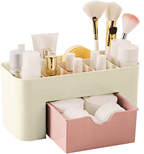 Retoo Kosmetik Organizer mit Schublade und Sechs Fächern für Make-up, Aufbewahrungsbox für Bad, Büro, Küche, Lagerung Kosmetische Schminktisch, Kosmetikorganiser für Nagellack, Beautyprodukte, Creme