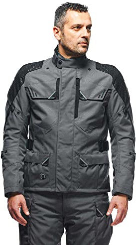 Dainese - Ladakh 3L D-Dry Jacket, Giacca Moto Touring Impermeabile, Protezioni su Spalle e Gomiti, 4 stagioni, Giacca da Moto per Uomo, Iron-Gate/Nero, 48