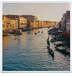 Fabulous Carreau Ceramique Décoratif 10,8 x 10,8 cm - Soleil Levant sur le Canal Grande Venise Italie