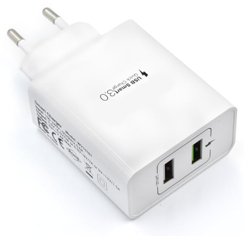 iPhone 14/13/12/11/Pro/Max/Mini/SE/X/XR/XS/8/7, iPad Pro/Air, Air/Pods Pro, Samsung Galaxy Note, Huawei, XiaoMi etc., Cargador Doble USB A,Enchufe de Pared,30W,Super Rápido, Sin Cables,2xUSB-A