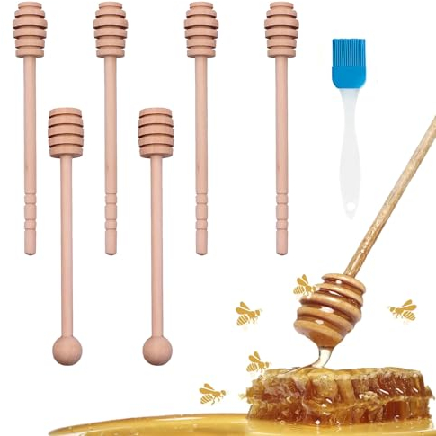 KARELLS Cuillere a Miel en Bois, 6 Pièces Cuillères à Miel, 16 cm Mini Cuillères en Bois, Cuillere en Bois Miel, Mini Cuillères à Miel en Bois, pour Les Pots à Miel Bâton Alimentaire Cuillère
