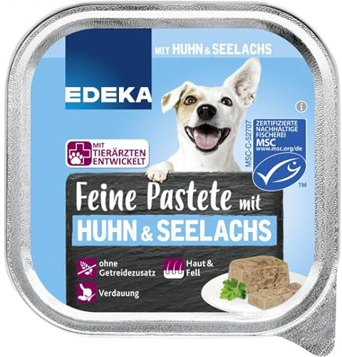 EDEKA Feine Pastete mit Huhn & Seelachs 22 * 150G Hunden nassfutter multipack