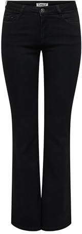 ONLY Onlellen Reg Flared Mat232 DNM Oy, Jean Noir, XS / 34L Femmes