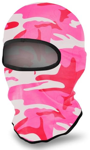 LONGKING Pasamontañas, máscara de esquí, pasamontañas, para hombre y mujer, protección UV, resistente al viento, cálido, motociclismo, snowboard para ciclismo, deportes al aire libre, Camo Rosa, Talla