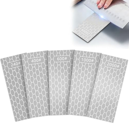 Aolso 5 Pezzi Pietra Diamantata per Affilare Coltelli,Pietra Affilare Nido d'ape,Pietra Affilacoltelli per Coltelli da Cucina Forbici Rasoi Spade,Granulometria 240/400/600/1000/2000