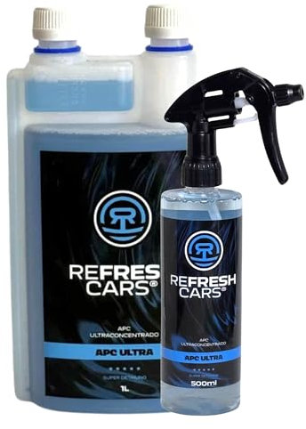 Refresh Cars Kit Limpieza Infinita APC Multiusos - Spray 500ml (Listo al Uso) + 1L CONCENTRADO (Puro). Hasta 20 Litros de Limpiador Real. Interior y Exterior. INCLUYE BAYETA