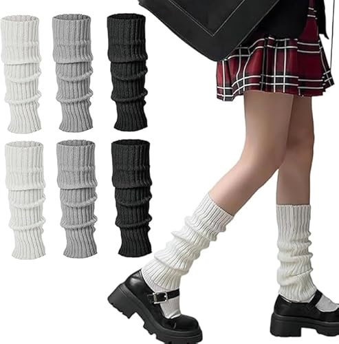 Stulpen Damen, 3 Paar BeinwäRmer, Stulpen Kinder Warmer Japanischer Stil Stilvolle Warme Lange Stiefelsocken FüR 80er Jahre Party Yoga Ballett Tanz Eislaufen ZubehöR