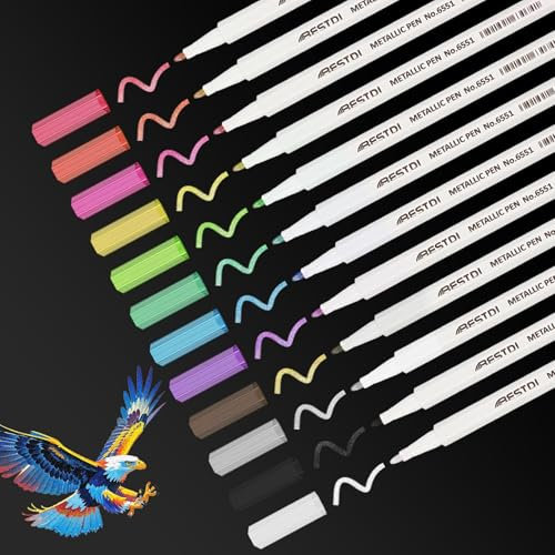 beupro Pennarelli metallici con punta media, set di 12 colori marker pennarelli per scrapbooking, pennarelli metallici con per carta nera, ceramica, vetro, legno