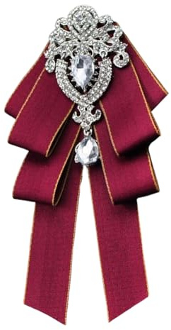 JKQBUX Spilla a Farfalla con Fiocco di Retino e Strass, Pre-legata, per Uomo e Donna, Cravatta da Collo, per Natale, Matrimonio, Cerimonia, Festa, 19*8CM, Alluminio, Cristallo