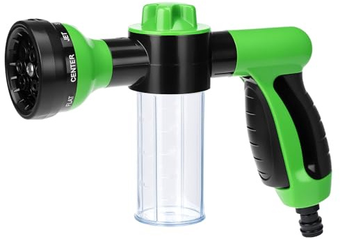 QWORK® Pistola manguera jardin, pistola de riego con 8 patrones ajustables y dispensador de jabón, para lavar coches, bañar mascotas, regar plantas