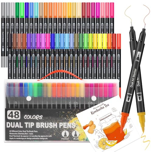 Kebuye Filzstifte Set Dual Brush Pens - 48 Farben Fineliner Marker Stifte