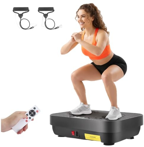 Vibration Plate Exercise Machine, Powerful Fitness Platform with 2 Resistance Bands for Whole Body Workout, 99-Speed Adjustable,450lbs Capacity,Bluetooth Speaker,Weight Loss/Shaping/Lymphatic Drainage