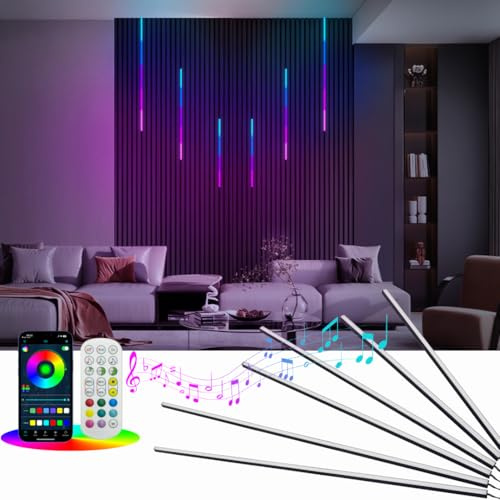 HAMRVL Black RGB+IC Smart Recessed Lighting Kit - 6pcs Wall Panel Lights for Acoustic Panels, APP/Remote Control, Music Sync, Chasing Effects, Slat Wall Lights for Wood Wall Panel (2*24+2*32+2*40 in)