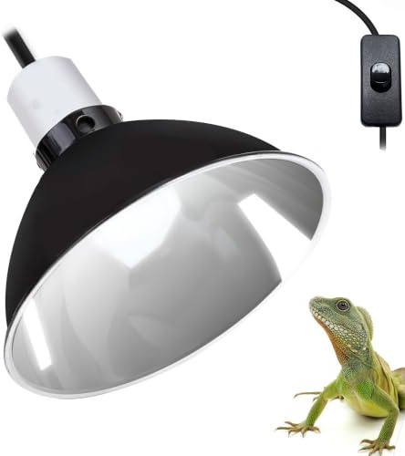 imuounl Reptile Heat Lamp Holder, 8.5 Inch E27 Deep Dome Light Fixture with Polished Aluminium Reflector for Vivariums, UVA/UVB Bulbs, Basking Lamps & Ceramic Heat Emitters