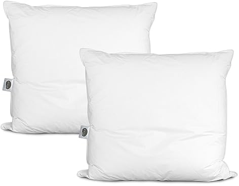 DormiGood Almohada de plumón 80x80 - Made in Germany Almohada 3 cámaras 80x80 cm - Cámara Exterior 100% plumón - Almohadas Plumas 80x80 Apta para alérgicos - Cojin Relleno de Plumas Set de 2
