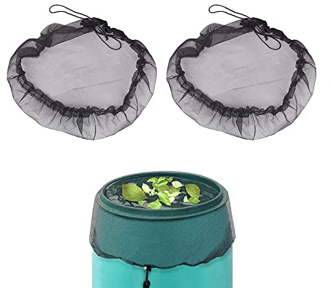 Csirnto Regentonnennetz mit Zugband 2 Stück Regentonnen Netz 95cm Regentonne Abdeckung Wetterbeständiger Mückenschutz Regentonnennetz Verstellbares Schutznetz Regentonne für Garten